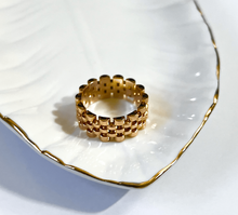 Load image into Gallery viewer, 14K Solid Yellow White Rose Gold Handmade Brick Chain Ring 8mm Band Size 4~10
