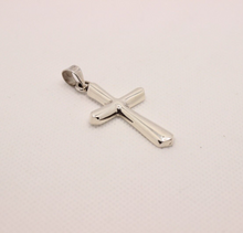 Load image into Gallery viewer, 925 Sterling Beveled Edge Semi-Cylinder Cross Pendant
