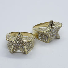 Load image into Gallery viewer, 10K Yellow Gold 20.5mm Big Star Shaped Ring Band for Men Size 9 -11
