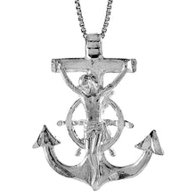 Load image into Gallery viewer, 925 Sterling Silver Anchor Mariner Crucifix Cross Pendant 1 9/32 Inch (32mm)
