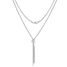 Load image into Gallery viewer, 925 Sterling Silver Rope Tassel Necklace Stardust Bead Women 2mm 30 Inch Long
