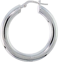 Load image into Gallery viewer, Sterling Silver 4mm Thick Tube Hoop Earrings Plain Polished 3/4-2 3/8 inch Round
