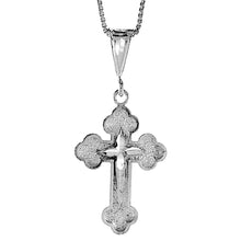 Load image into Gallery viewer, 925 Sterling Silver Budded Edge Apostle's Cross Pendant 1 1/8 Inch Tall (28mm)
