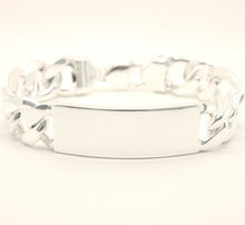 Load image into Gallery viewer, 925 Sterling Silver Personalized Custom Engraved Figaro Link ID Bracelet 14mm

