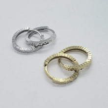 Load image into Gallery viewer, 14K Real Yellow White Gold Huggie Hoop Earrings Diamond Cut Round 12mm Men Women
