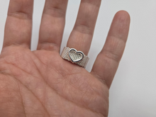 Load image into Gallery viewer, Sterling Silver Heavy Mesh Ring 10mm Wedding Band with 8mm Wide Heart Size 5-11
