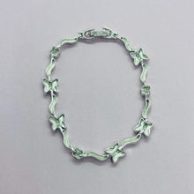 Load image into Gallery viewer, Sterling Silver Synthetic Opal Butterfly Bracelet and CZ stones Hand Inlay

