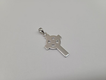 Load image into Gallery viewer, 925 Sterling Silver Large Flat Plain Celtic Cross Pendant 1 1/8 (28mm) Inch Tall
