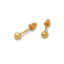 Load image into Gallery viewer, 14K Yellow or White Gold 2mm Wide Ball Stud Earrings Screw Back High Quality
