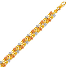 Load image into Gallery viewer, 14K Tri Color Gold Faceted Diamond Cut Bracelet 9mm 7" Chain Brazalete tricolor
