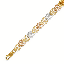 Load image into Gallery viewer, 14K Tri Color Gold 15 Anos Quinceanera Diamond Cut Faceted ID Bracelet 7mm/12mm
