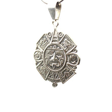 Load image into Gallery viewer, 925 Sterling Silver Flat Detailed Aztec Calendar Mayan Sun Face Pendant 35.8mm
