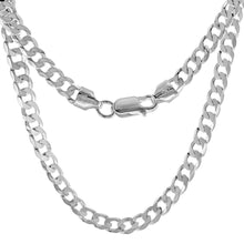 Load image into Gallery viewer, 925 Sterling Silver Beveled Flat Curb Cuban Link Chain Necklace 5.5mm 7" to 30"
