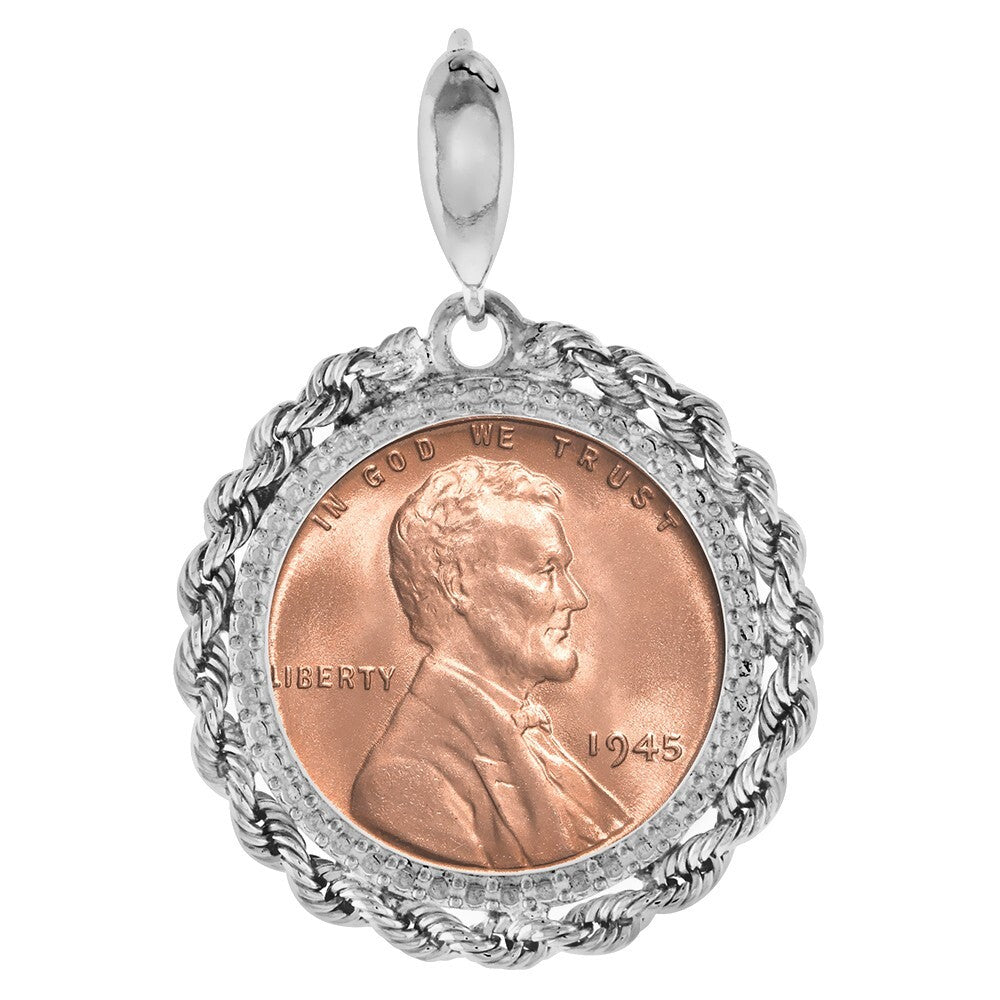 925 Sterling Silver Rope Edge Penny Coin Bezel 19mm Illusion Diamond P ...