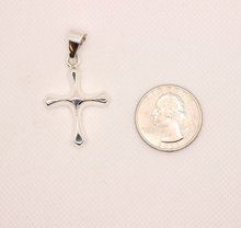 Load image into Gallery viewer, 925 Sterling Silver Skinny Beveled Edge Rhombus Shape Cross Pendant 28.3mm
