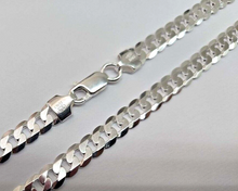 Load image into Gallery viewer, 925 Sterling Silver Beveled Flat Curb Cuban Link Chain Necklace 6.5mm 7" to 30"

