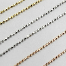 Load image into Gallery viewer, Authentic 14k Solid Gold Stamped Bead Chain Necklace 3 Color 1mm / 16" 18" 20"

