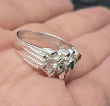 Load image into Gallery viewer, 925 Sterling Silver Diamond Cut Finish Nugget Ring 11mm, 7/16 Inch Sizes 8-13
