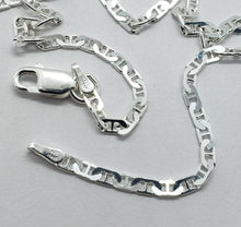 Load image into Gallery viewer, 925 Sterling Solid Silver Italy Flat Mariner Link Chain Necklace Bracelet 3.7mm
