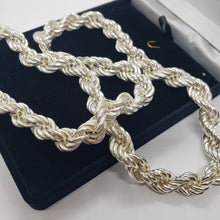 Load image into Gallery viewer, Sterling Silver Very Thick Hollow Rope Chain Bracelet Necklace Italy 10mm 12mm
