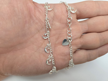 Load image into Gallery viewer, 925 Sterling Silver Anklet with Dangling Moon &amp; Star 14mm, Fits 9" to 10" Ankles
