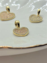 Load image into Gallery viewer, Authentic 10K Yellow Gold Sparkling Heart Pendant White Pink
