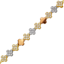 Load image into Gallery viewer, 14K Tricolor Gold 6mm Center, 1mm Ladies Bracelet High Polished Fancy Chain
