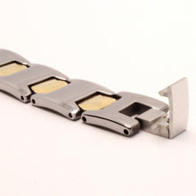 Load image into Gallery viewer, Tungsten Carbide 2-Tone Gunmetal and Yellow Bar Links Magnetic Therapy Bracelet
