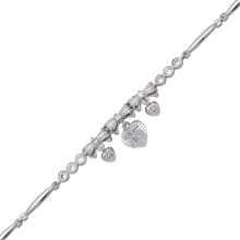 Load image into Gallery viewer, Authentic 14K White Gold 15 Anos Years CZ Bow Heart Bracelet Quinceañera Gift
