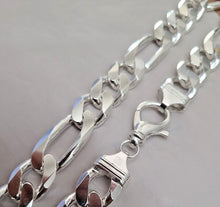 Load image into Gallery viewer, 925 Sterling Silver Heavy Thick Figaro Chain Bracelet Necklace Man 15mm 8"- 30"
