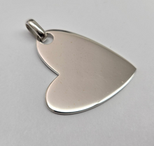 Load image into Gallery viewer, 925 Sterling Silver Flat High Polished Heart Pendant 1 1/2 Inch (38mm) Tall
