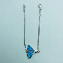 Load image into Gallery viewer, Sterling Silver Synthetic Opal Whale Tail Bracelet Women lobster lock
