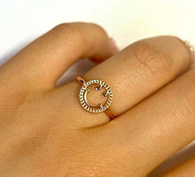 Load image into Gallery viewer, 14K Solid Rose Gold Dainty Smile Face Ring Band Handmade Women Girl Size 4~10
