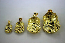 Load image into Gallery viewer, 10K Yellow Gold Jesus Face Pendant Charm Diamond Cut 5 Sizes 2 Styles Available
