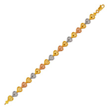 Load image into Gallery viewer, 14K Tri Color Gold Faceted Diamond Cut Bracelet 7 mm 7" Chain Brazalete tricolor
