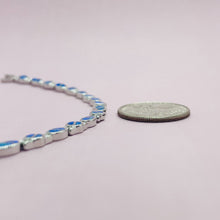 Load image into Gallery viewer, Sterling Silver Synthetic Opal Bracelet Oval &amp; Round Links Hand Inlay
