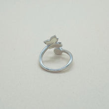 Load image into Gallery viewer, Sterling Silver Synthetic Opal Open Circling Butterfly Ring for Bypass Design
