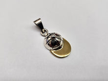 Load image into Gallery viewer, 925 Sterling Silver Two-Tone Brass Baseball Cap Pendant 1 1/16 (27mm) Inch Tall
