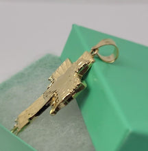 Load image into Gallery viewer, Authentic 10K Solid Gold Jesus Face on Cross Pendant Diamond Cut 2 inch Charm
