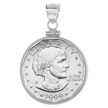 Load image into Gallery viewer, 925 Sterling Silver 1 Dollar Coin Bezel Frame 26mm Screw Top Coin Edge

