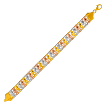 Load image into Gallery viewer, 14K Tricolor Gold Bohemian Style Gypsy Boho Hand Chain Bracelet 11mm Wide 7"~8"
