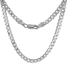 Load image into Gallery viewer, 925 Sterling Silver Beveled Flat Curb Cuban Link Chain Necklace 4.5mm 7" to 30"
