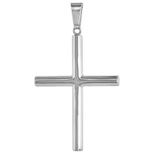 Load image into Gallery viewer, 925 Sterling Silver Plain 4mm Tubular Cross Pendant 1 3/4 Inch Tall (44mm)

