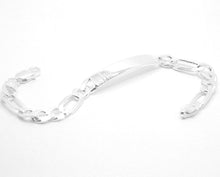 Load image into Gallery viewer, 925 Sterling Silver Personalized Custom Engraved Figaro Link ID Bracelet 8mm
