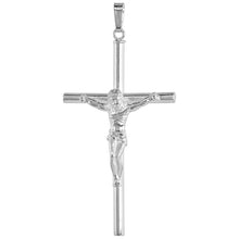 Load image into Gallery viewer, 925 Sterling Silver Tubular Solid Crucifix Cross Pendant 2 1/4 Inch (56mm) Tall
