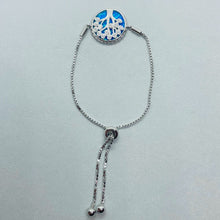 Load image into Gallery viewer, Sterling Silver Synthetic Opal Family Tree Bolo Bracelet for Women Sliding Clasp
