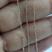 Load image into Gallery viewer, 14K Solid Rose Gold Rolo with Bead Chain Necklace 1mm Size 16-24"
