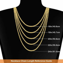 Load image into Gallery viewer, 14K Solid Yellow Gold Box Open Link Chain Necklace 1.5mm 2mm 16" 18" 20" 22" 24"
