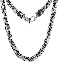 Load image into Gallery viewer, 7mm Sterling Silver Round BYZANTINE Chain Necklace Bracelet Antiqued Finish
