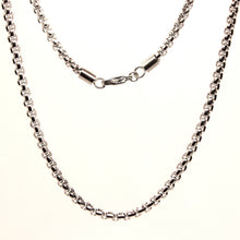 Load image into Gallery viewer, Stainless Steel Cylindrical Round Box Chain Necklace 3.6mm, Sizes 18-24 Inches
